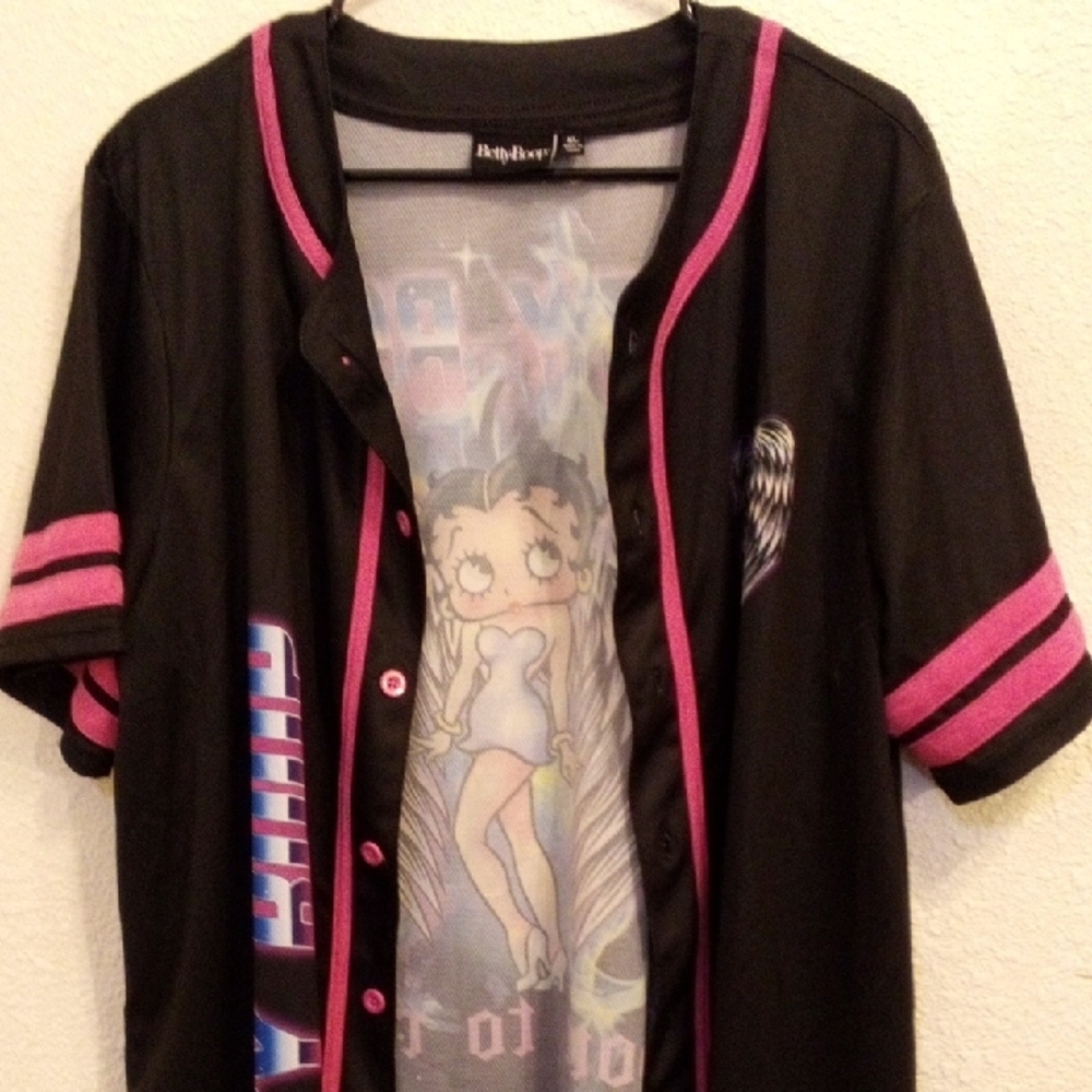Betty Boop Black and Pink Kids Jersey - Picture 2 of 5